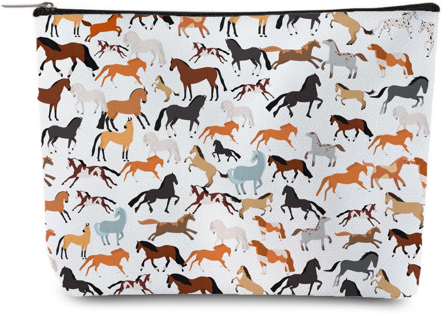 Cute Horse Makeup Bag, Horse Breed Themed Cosemetic Bag for Horse Riders Lovers , Adorable Gift Toiletry Pouch Organizer Bag for Daughter Besties Mom Grandma Girl Cowgirl Birthday Gifts (Horse A)
