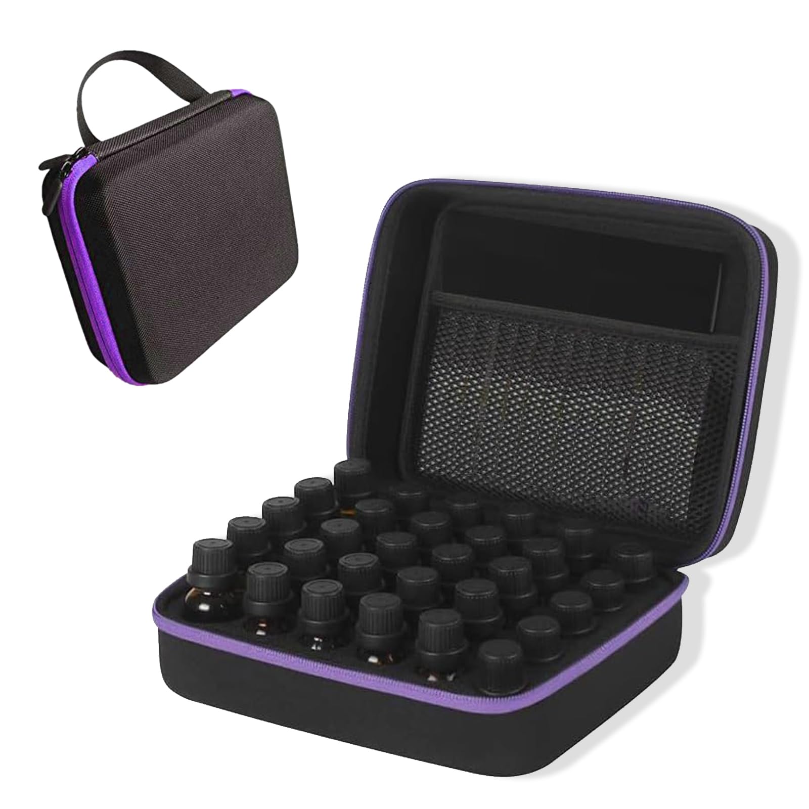 Ginddy Essential Oil Box,30 Grid Essential Oils Case Handle Carrying Bags Waterproof Portable Perfume Oils Nail Polish Storage Bag for Essential Oil 5ml 10ml 15ml