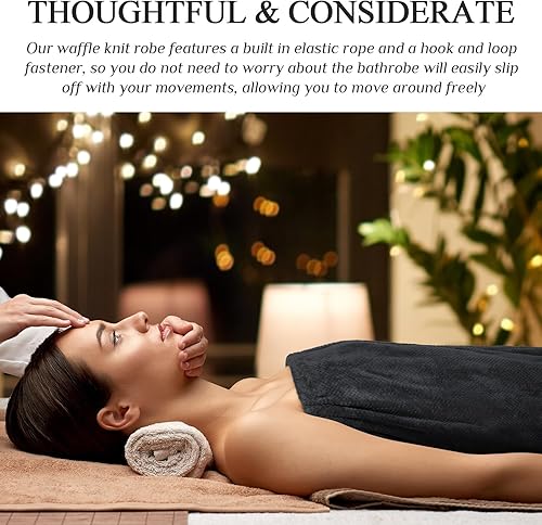Miniatura 6 de Tigeen 4 piezas de toallas de baño para mujer, bata de spa con bolsillo ajustable cierre ligero, vestido de toalla para baño y ducha, Gris