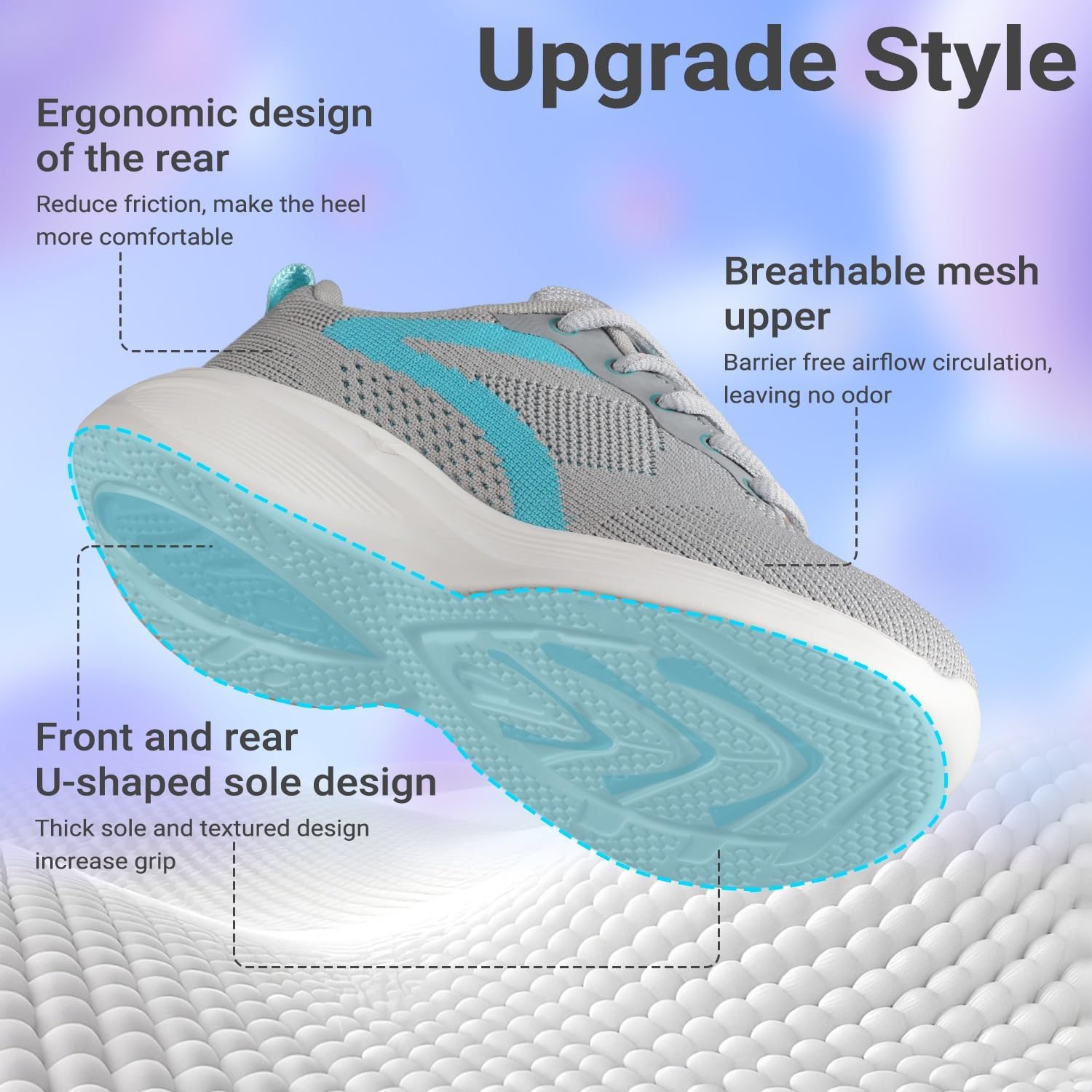 Women's Lightweight Non-Slip Gym Tennis Shoes - Breathable Mesh Walking Sneakers with Arch Support Insoles for Casual Exercise, Workouts, and Everyday Wear