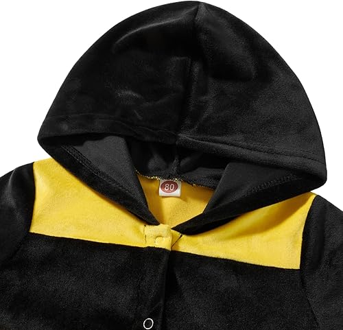 Miniatura 4 de Disfraz de abeja para bebés niños y niñas de 6 a 24 meses, lindo mono con capucha de abeja con alas para Halloween, disfraz de animales de cosplay