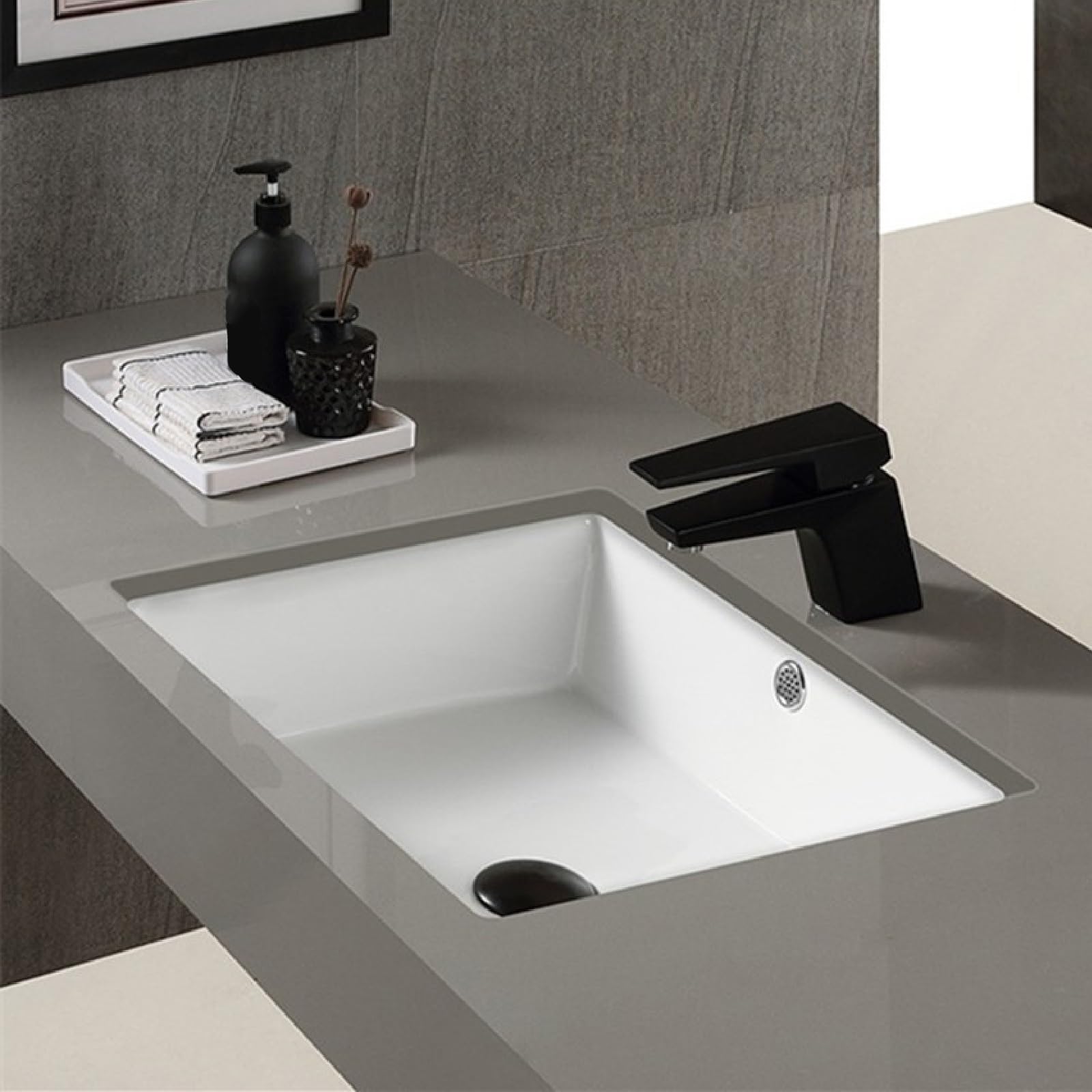 WDSOPK Inset Bathroom Vessel Sink with Faucet and Pop Up Drain Set, Modern Square Cloakroom Basin Vanity Cabinet Mounted Basin Overflow Drop-in Wash Basins (White a 39.5x34x18.5cm)