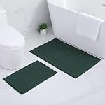 Kitinjoy Non Slip Chenille Bath Mat, Extra Soft Bathroom Mat, Super Absorbent Fluffy Bath Mats for Bathroom, Machine-Washable Quick Dry Bath Rug Foot Mat, 16"x24", Hunter Green