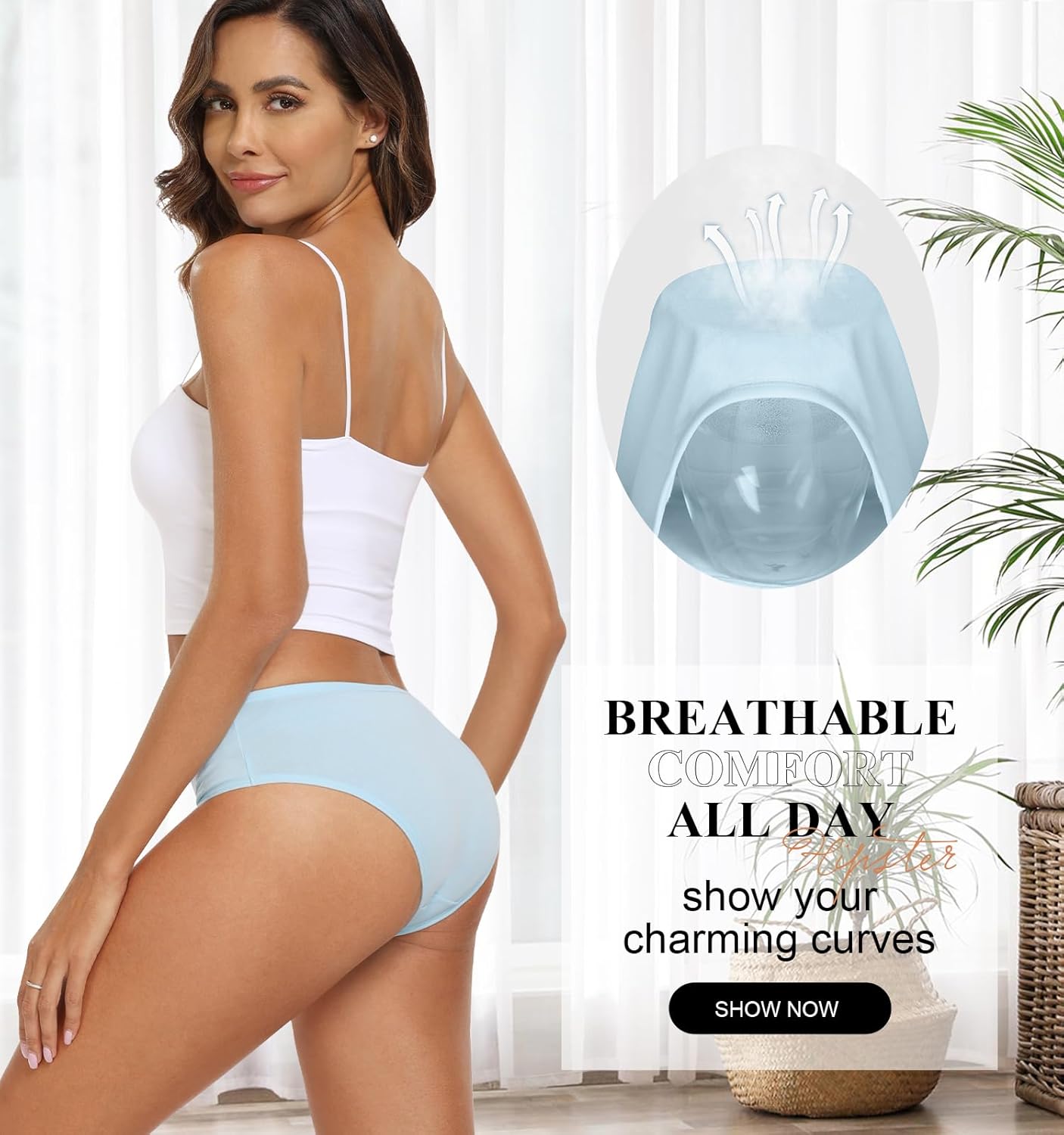 coskefy Womens Underwear Cotton Hipster Panties Soft Stretch Ladies Cheeky Bikini Briefs 4 Pack - Image 2