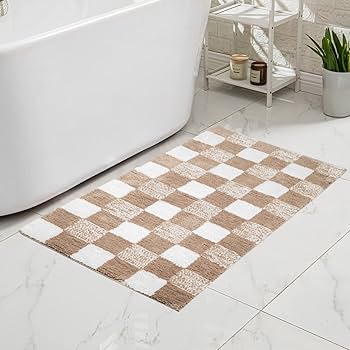 Amazon | CozeCube チェック柄バスマット 浴室用 滑り止め