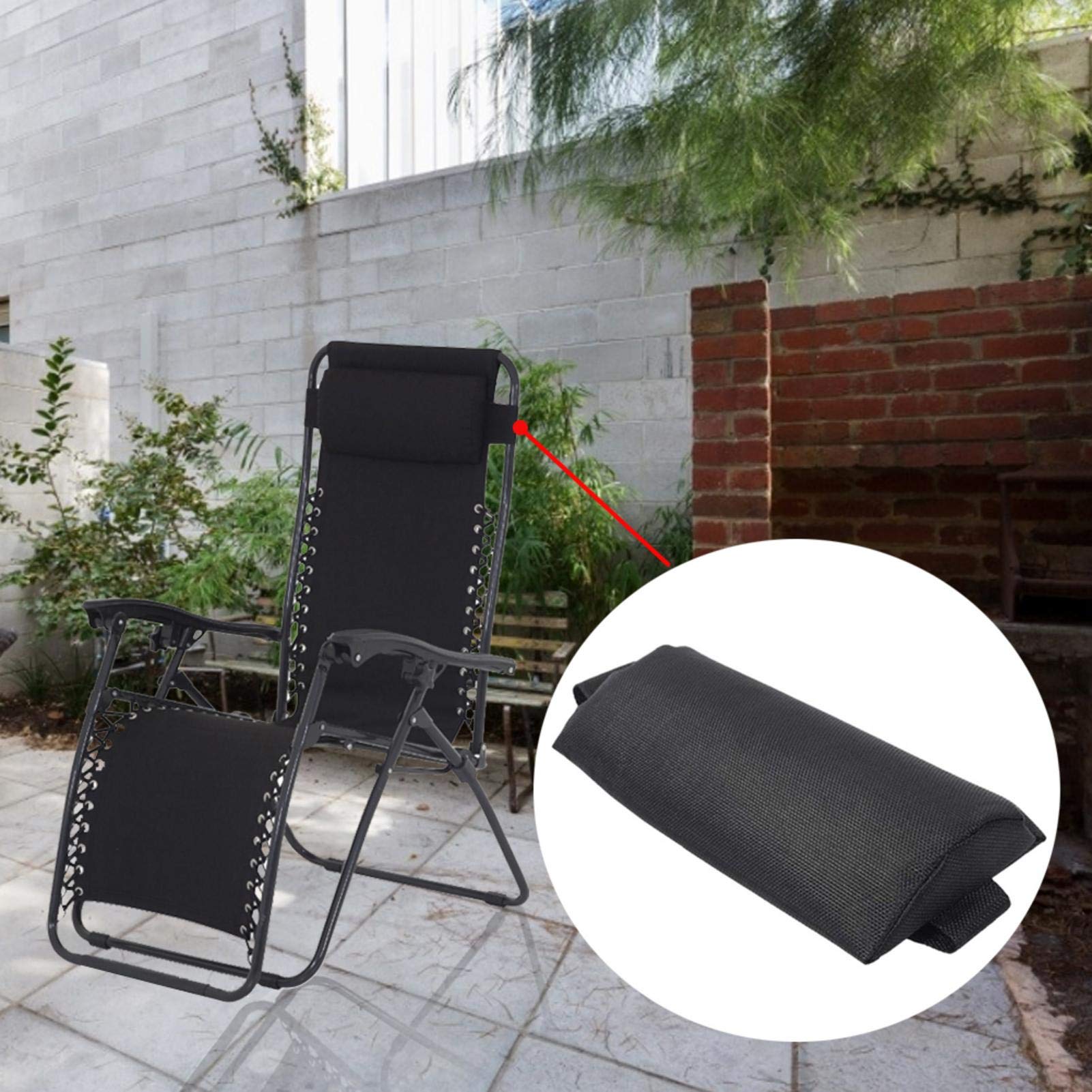 cuscino universale per sedia a sdraio da giardino, sedia a sdraio, cuscino da viaggio, cuscino per il collo con elastico grigio.