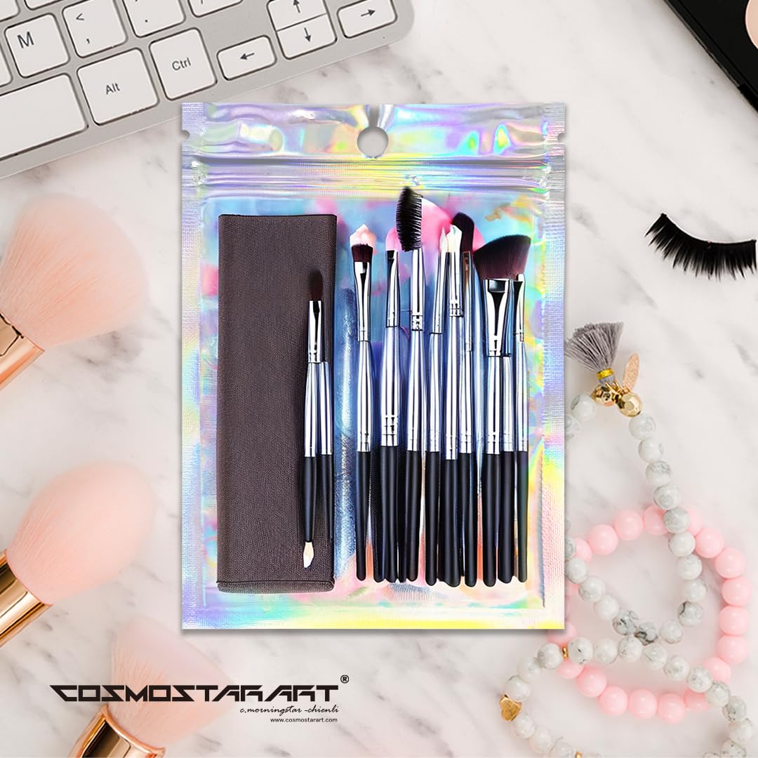 COSMOSTARART 50 Pack Holographic Smell-Proof Bags, 6x9 Inches, Clear Front Mylar Ziplock Pouches – Great For Snacks, Jewelry, Crafts & More - View #6