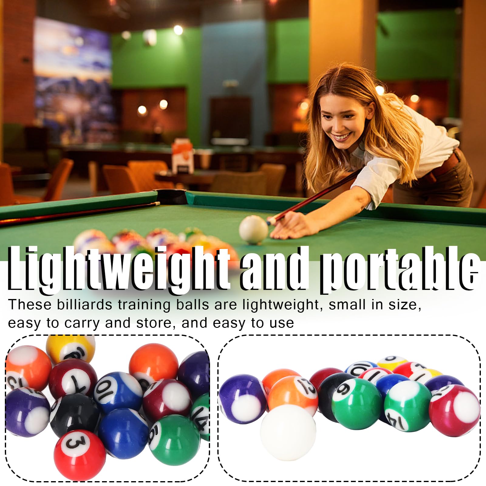 Set Mini Biliardo Americano con 16 Palline da 25mm in Resina per Tavolo da Gioco