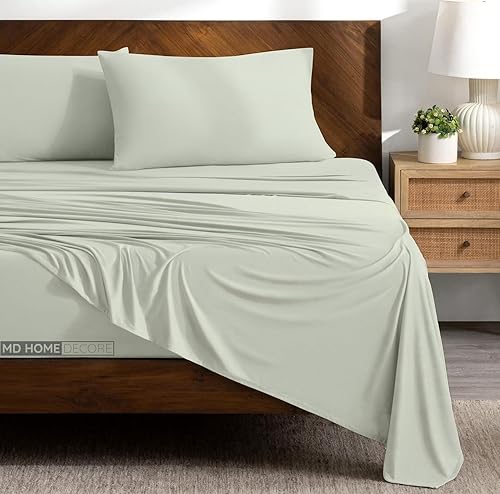 Miniatura 23 de Juego de sábanas de bolsillo extra profundas (4 piezas) 100% algodón egipcio de 400 hilos, bolsillo profundo de 22 pulgadas, sábana bajera ajustable