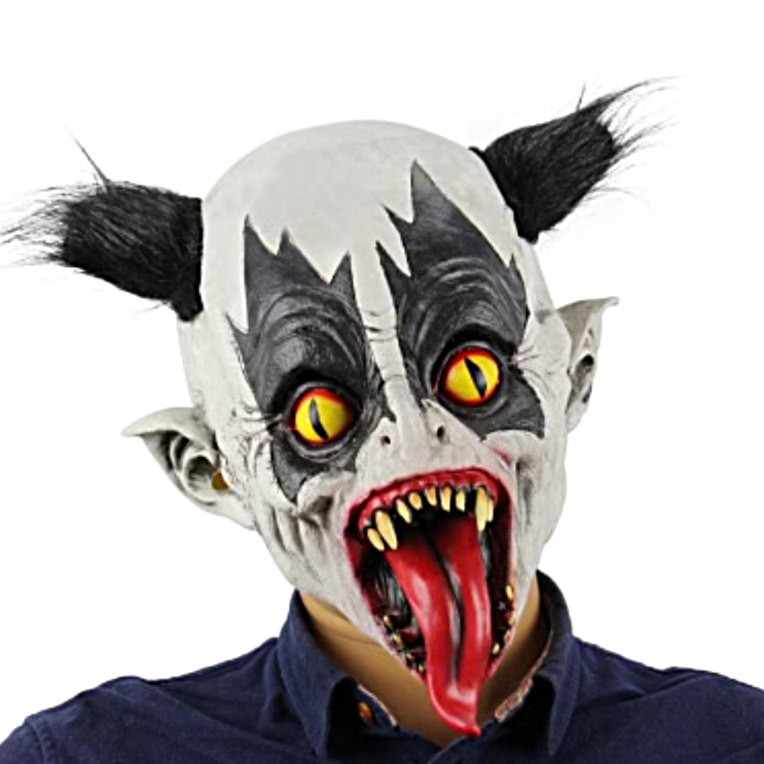 eBoutik  Adults Spooky Halloween Latex Realistic Shrieking Banshee Costume - Scary Creepy Smiling Ghost Demon Silicone Full Cover Head Mask For Cosplay or Fancy Dress - Devil Clown
