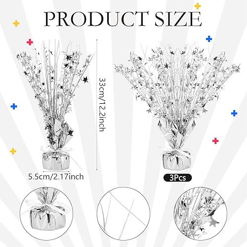 Miniatura 3 de Crowye Centros de mesa de papel de aluminio plateado para mesas, decoraciones de mesa de cumpleaños para Navidad, invierno, bautismo, fiesta,