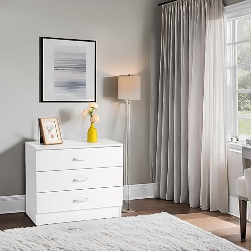 Miniatura 5 de Karl home White 3 Drawer Dresser for Bedroom, Small Nightstand Modern Storage Chest of Drawer Wooden Side Table End Table for Bedroom, Living Room,