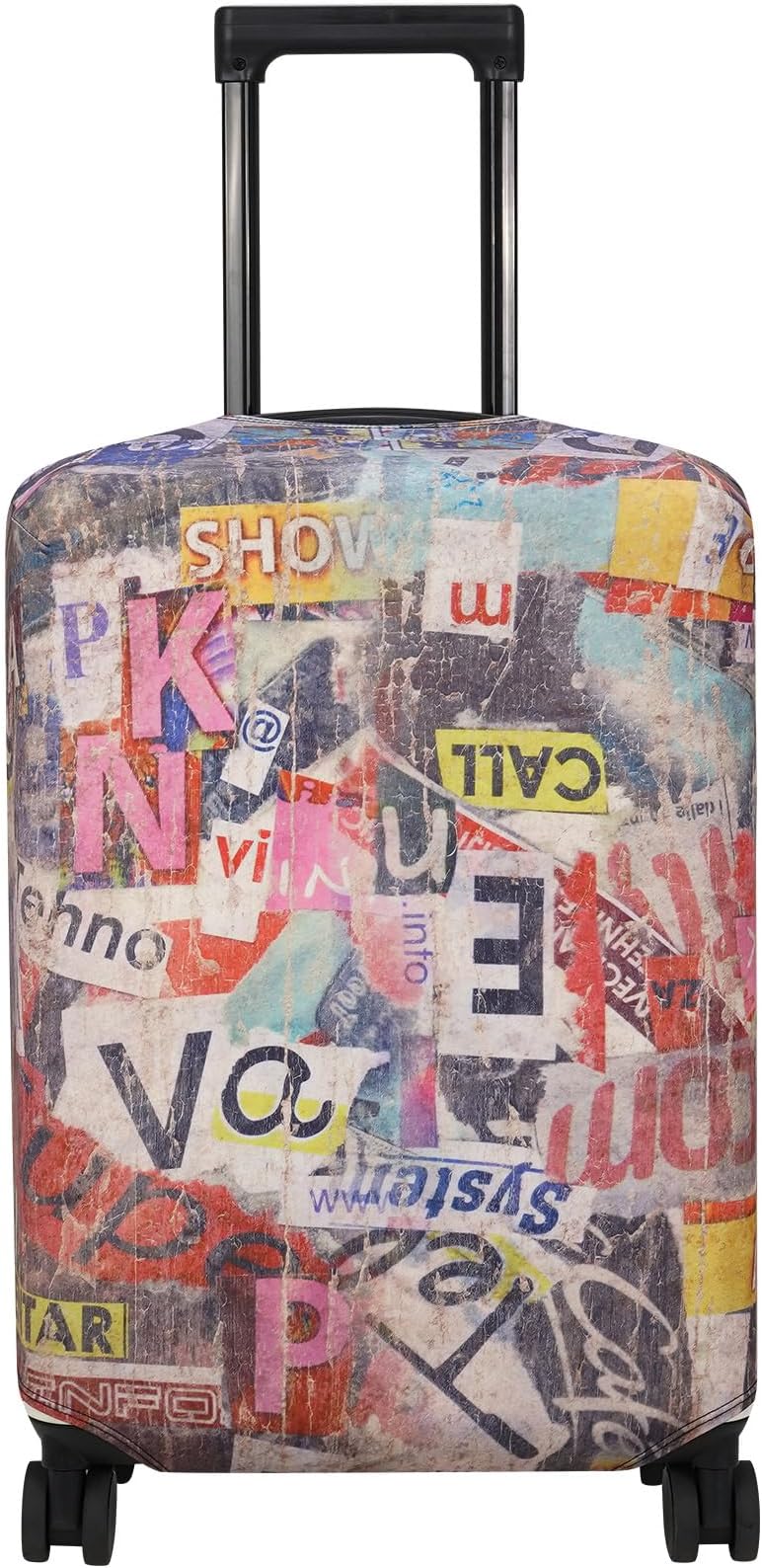 Explore Land Travel Luggage Cover Suitcase Protector Fits 27-30 Inch Case (Retro Pictorial, L)