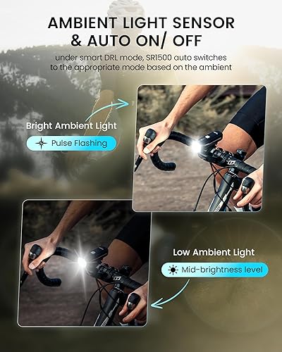 Miniatura 3 de RAVEMEN Juego de luces de bicicleta para conducción nocturna, 5+6 modos de luz delantera y trasera, juego de faros delanteros y traseros para