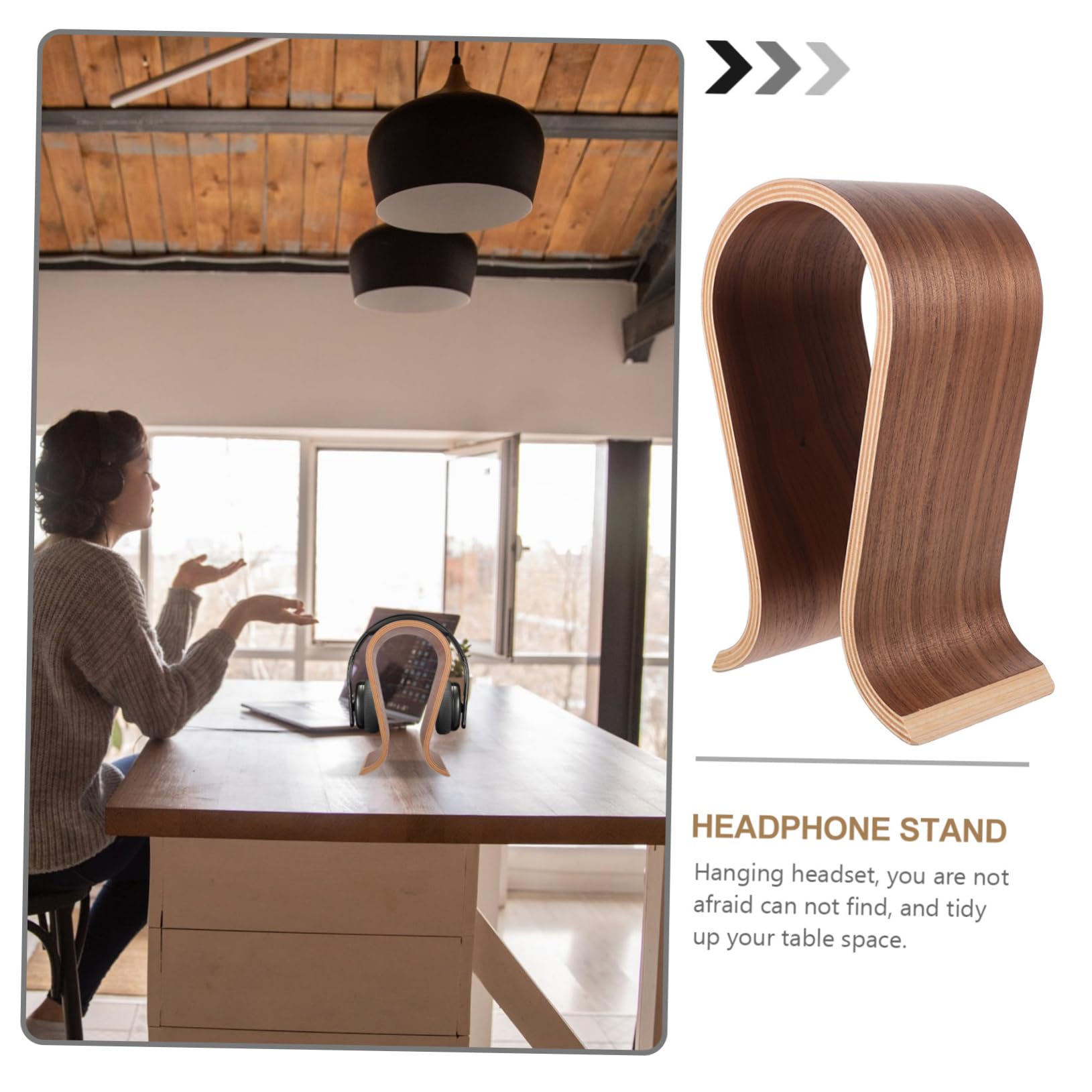 Soporte De Auriculares De Madera Natural Diseño u Estante para Auriculares para y Escuela Ahorrar y Organiza Escritorio