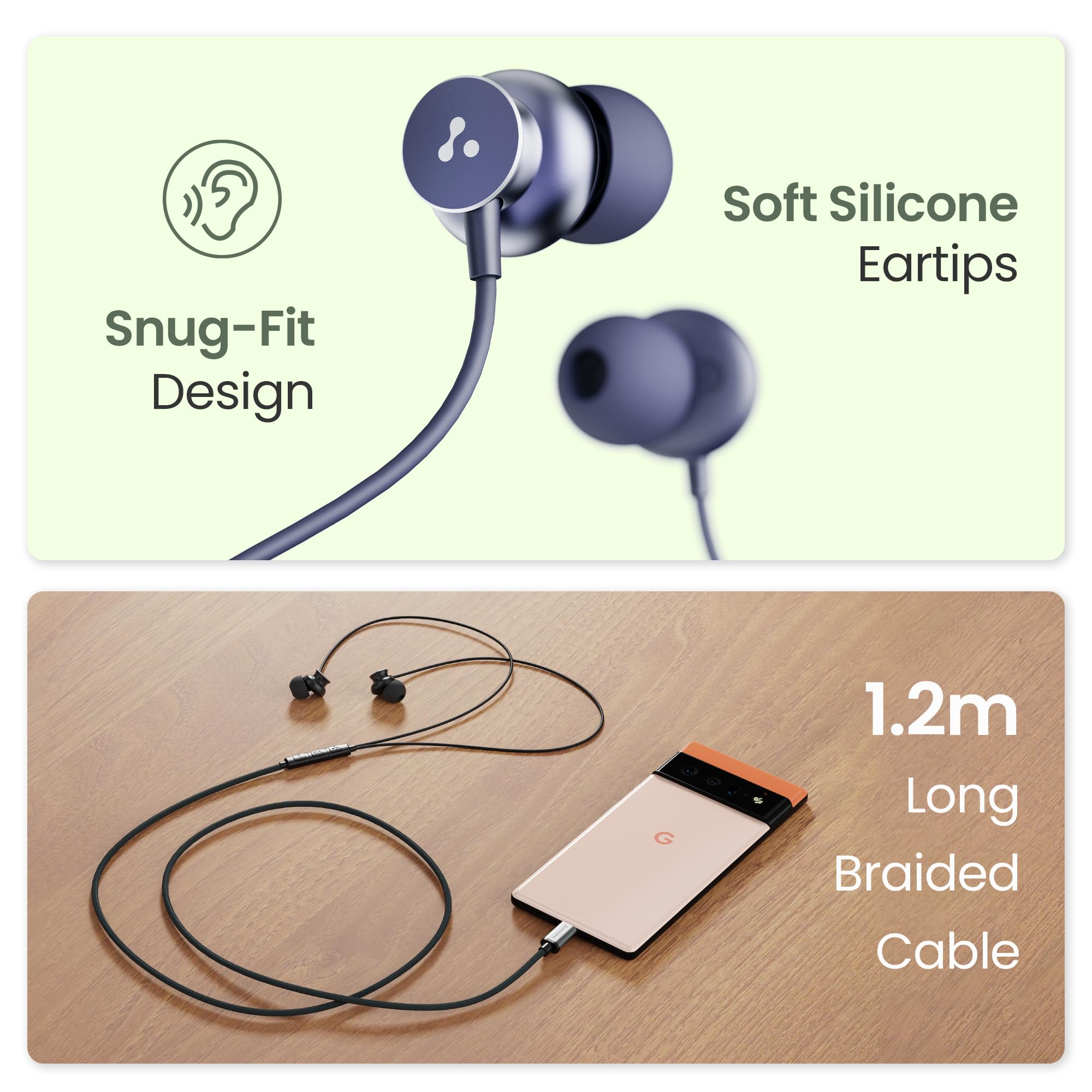 Ambrane Type C Wired in Ear Earphones with in-Line Mic for Clear Calling,1.2M Cable,10Mm Dynamic Drivers for Boostedbass,Control Buttons for iPhone 15,Samsung&Type C Devices (Stringz 38C, Purple) — Amazon image 5