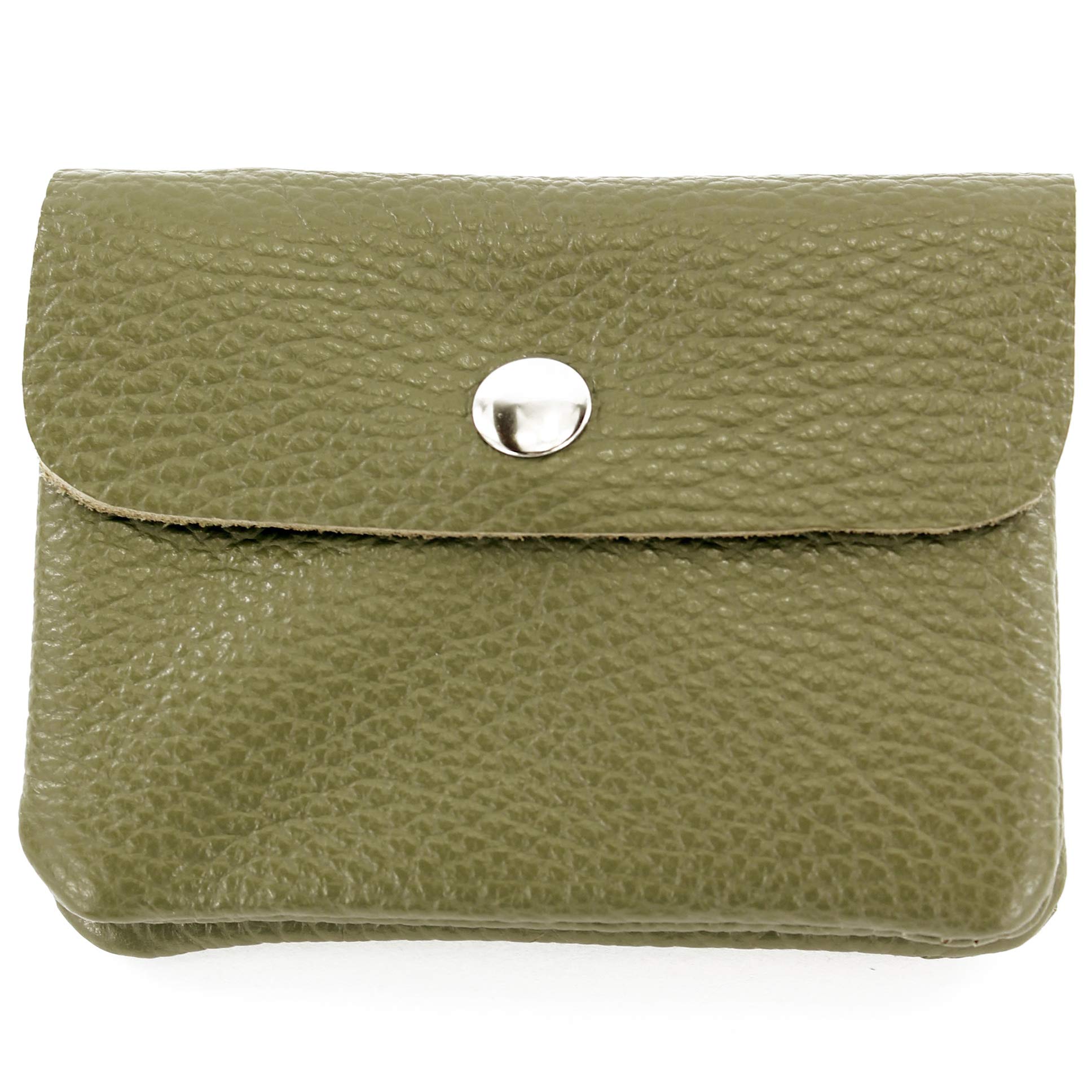 modamoda de - P09 - Italian leather women's wallet small (Olive green)