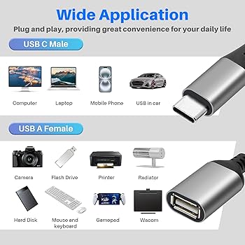 Amazon.com: USB C Splitter 1-In-4 Out Y-Adapter Cable 2 Feet