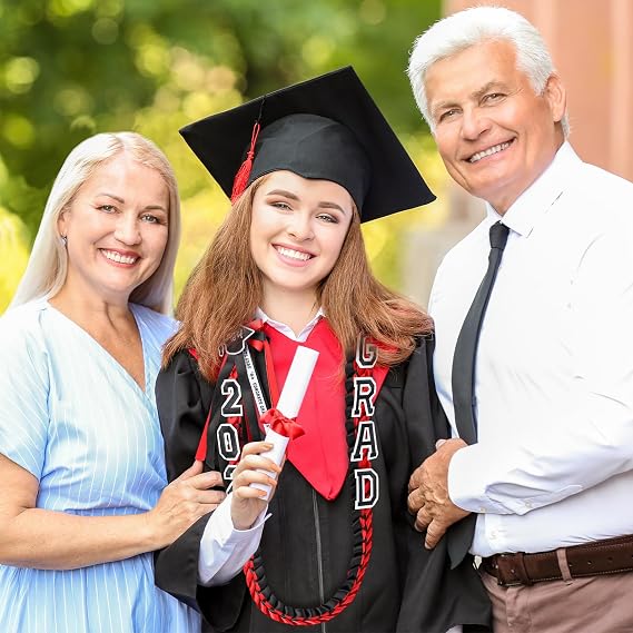 Hedeey Graduation Leis Class of 2026 Graduation Ribbon Leis Necklace Handmade Double Braided Ribbon Garland Graduation Gift Party Accessories for Women Men