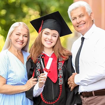Hedeey Graduation Leis Class of 2026 Graduation Ribbon Leis Necklace Handmade Double Braided Ribbon Garland Graduation Gift Party Accessories for Women Men