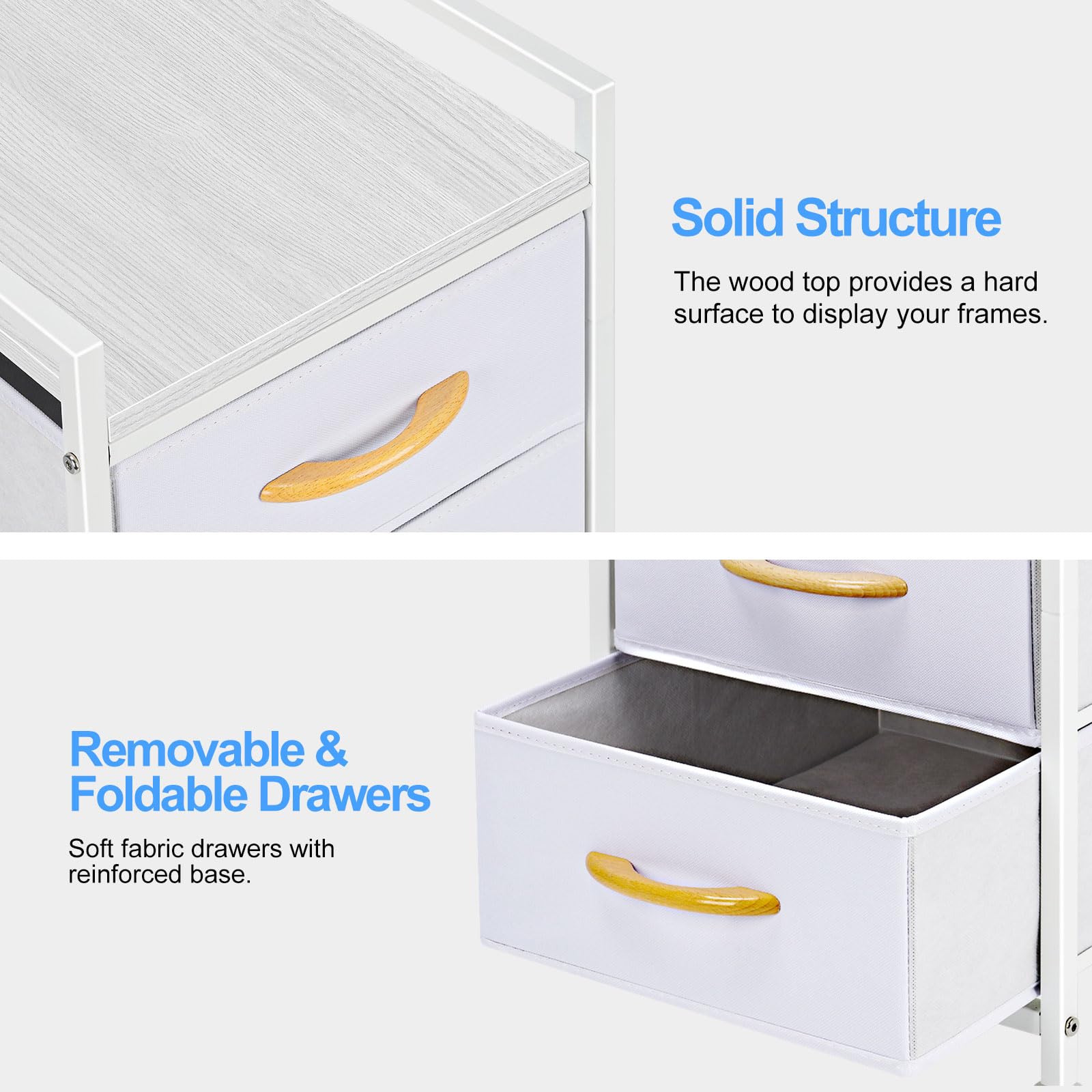 DOMYDEVM Small Storage Dresser for Bedroom 4 Drawer Chest Storage Tower Organizer Unit, White Nightstand with Rolling Casters for Closet, Entryway, Hallway, Nursery Room