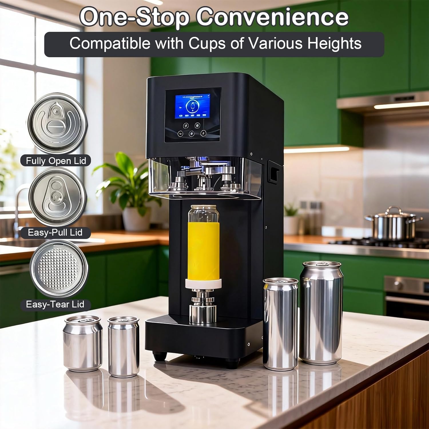 Automatic Electric Can Sealer Machine 140W Commercial Can Seaming Machine for Aluminum, Tin & Plastic Cans with Adjustable Height Heavy-Duty Food Sealer for Small Business & Home Use