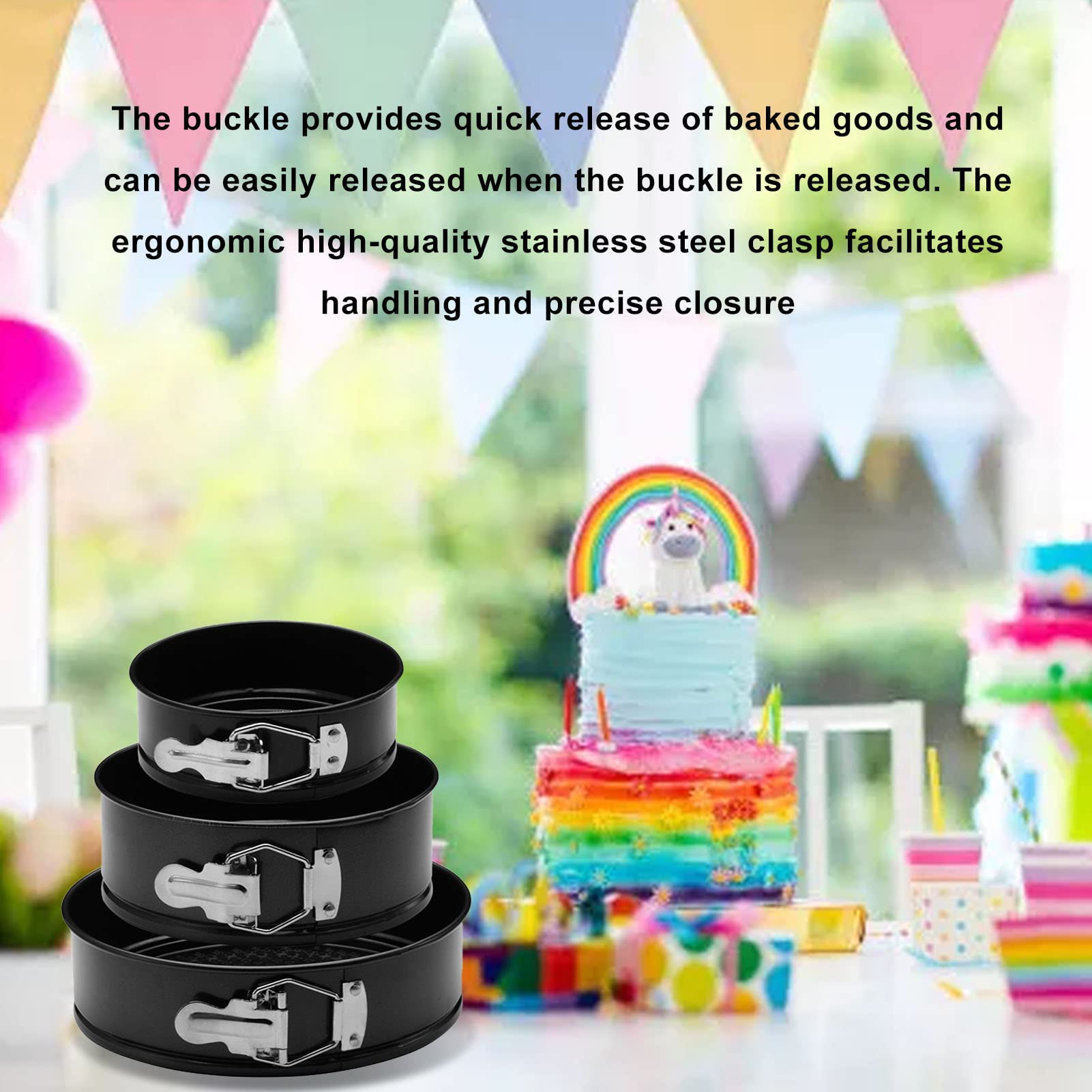 Gsycle Cake Pan Set, 3Pcs 9/7/5 Inch Springform Pan Set Non-Stick Round Baking Pan Round Cake Pan Set Cake Pans with Removable Bottom for Cake