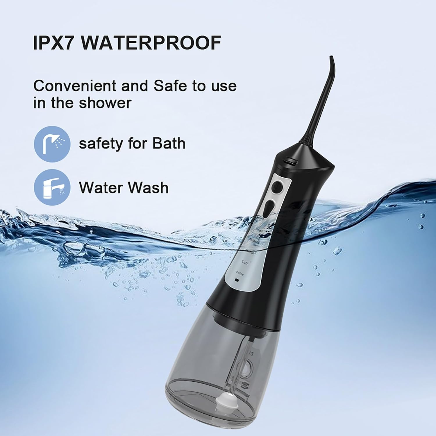 Cordless Water Flosser for Teeth Cleaning, 300ML Portable Electric Water Flossers with 5 Modes & 6 Jet Tips for Braces Gums Teeth Cleaning, IPX7 Waterproof Oral Irrigator for Adults/Kids, Black