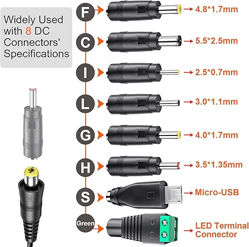 Miniatura 2 de SoulBay Adaptador de CA universal de 36 W, 3 V, 4,5 V, 5 V, 6 V, 7,5 V, 9 V, 12 V, conmutación multivoltaje, transformador de fuente de alimentación