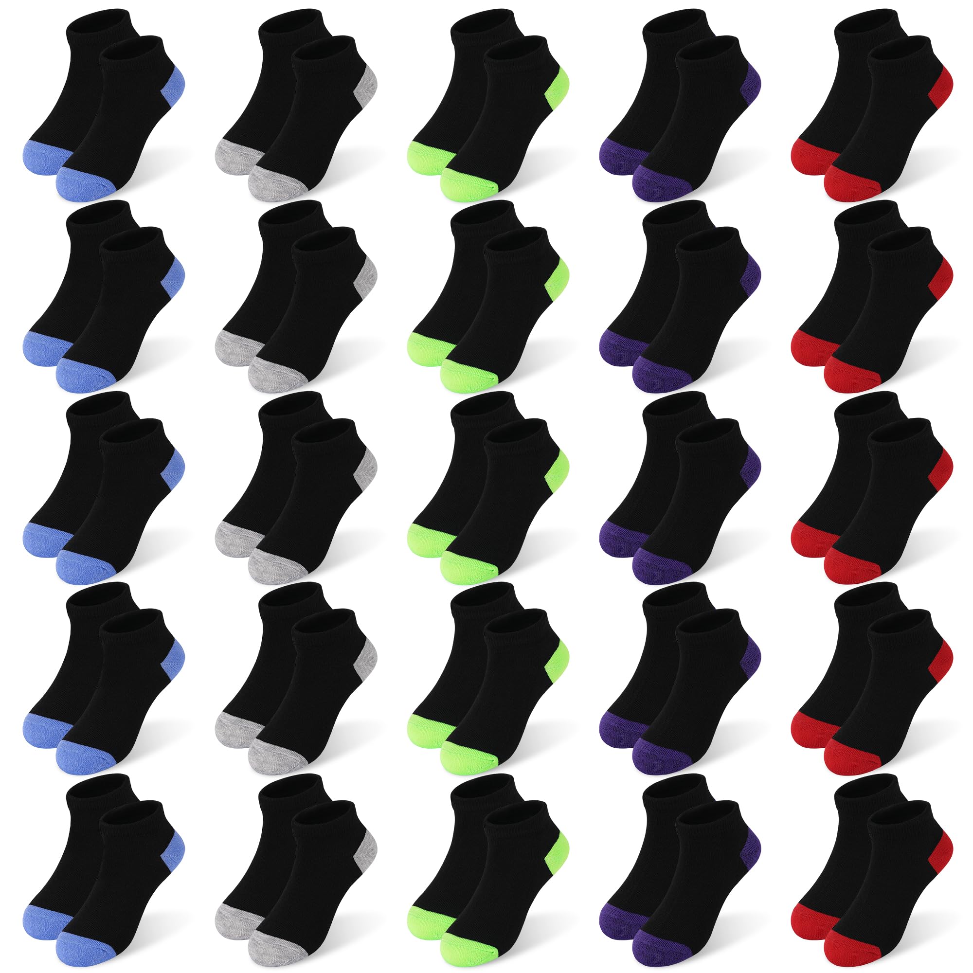 ZERULETS 25 Pairs Kids Socks Toddler Ankle Low Cut Short Socks 1-14 Years