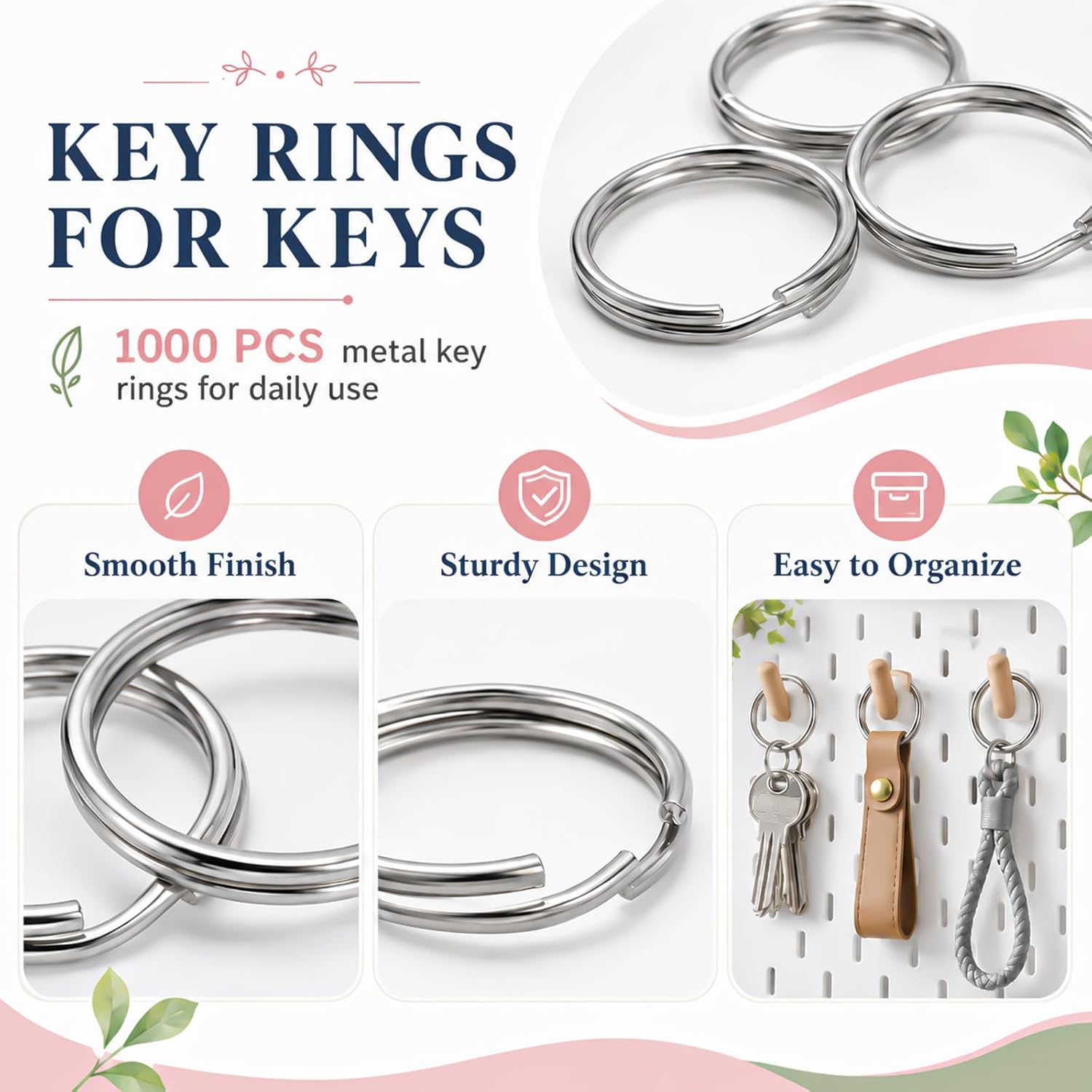 1000PCS Bulk Keychain Rings, Split Key Rings for Crafts,1 Inch (25mm)
