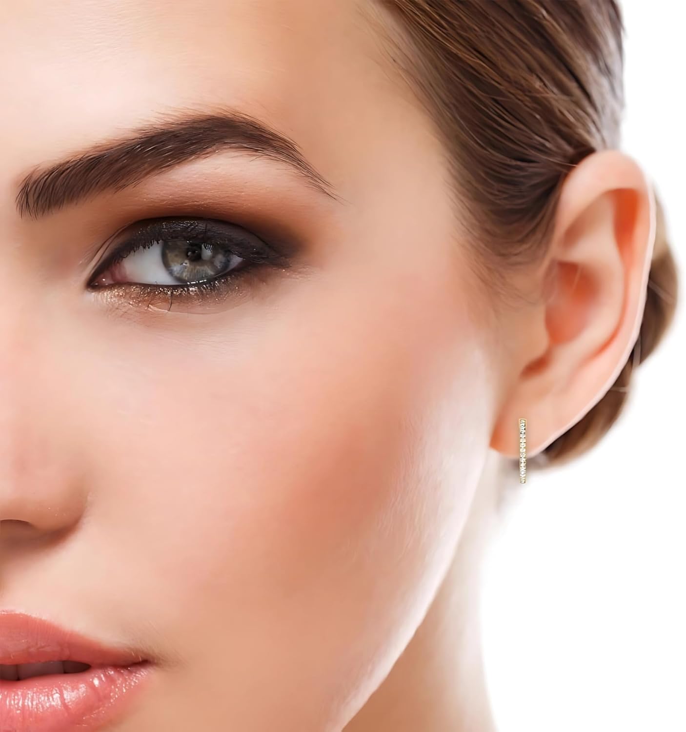 0.49 Carat Diamond Hoop Earrings for Women in 14K White Gold/Yellow Gold | F-G Color, SI Clarity | Elegant Small Gold Hoops with Lab-Grown Diamonds - Image 5