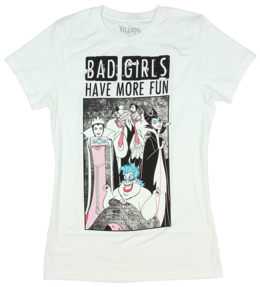 Disney Villians Bad Girls Have More Fun Juniors T-Shirt (Medium) White