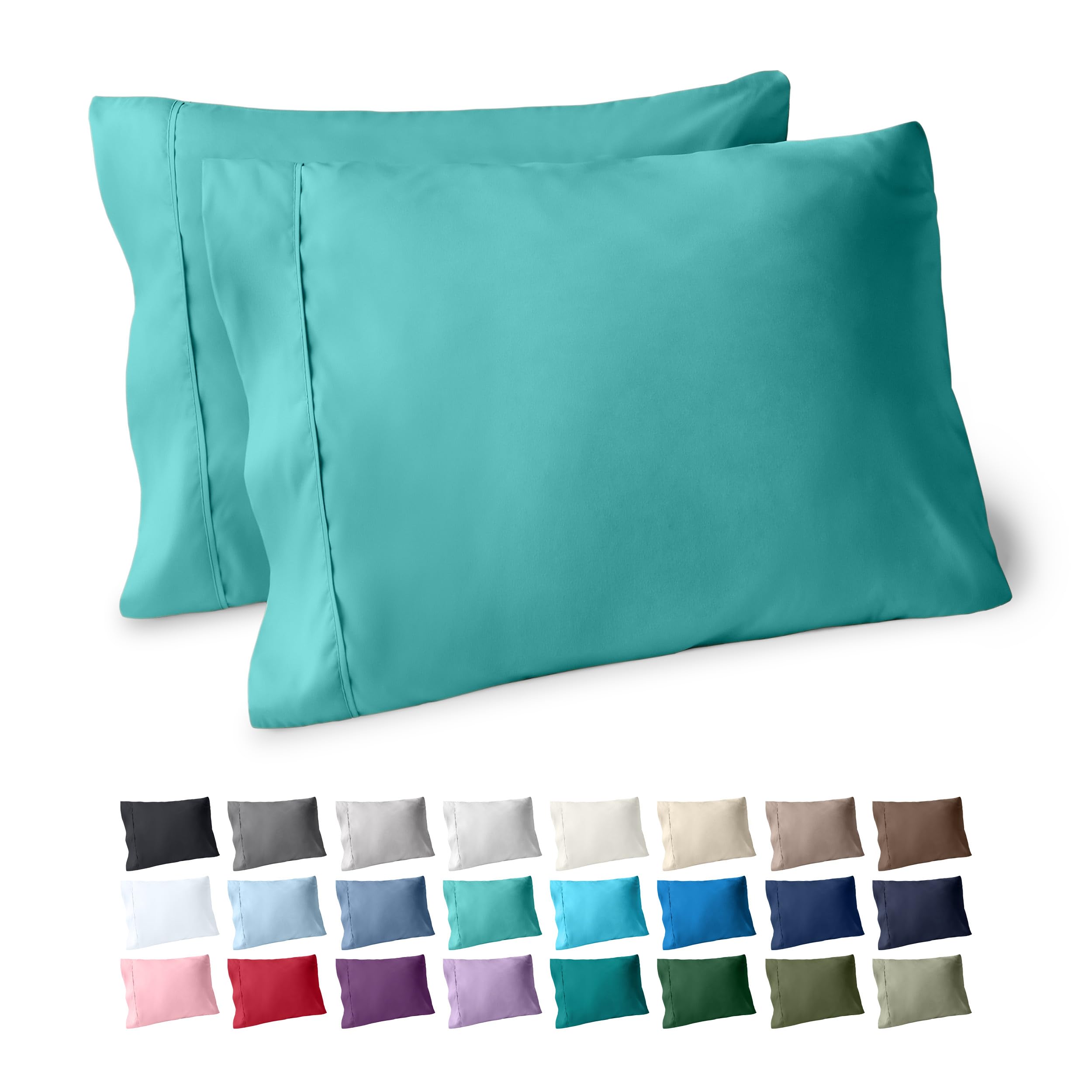 Bare Home Pillowcases Open End (Standard Set of 2, Turquoise)