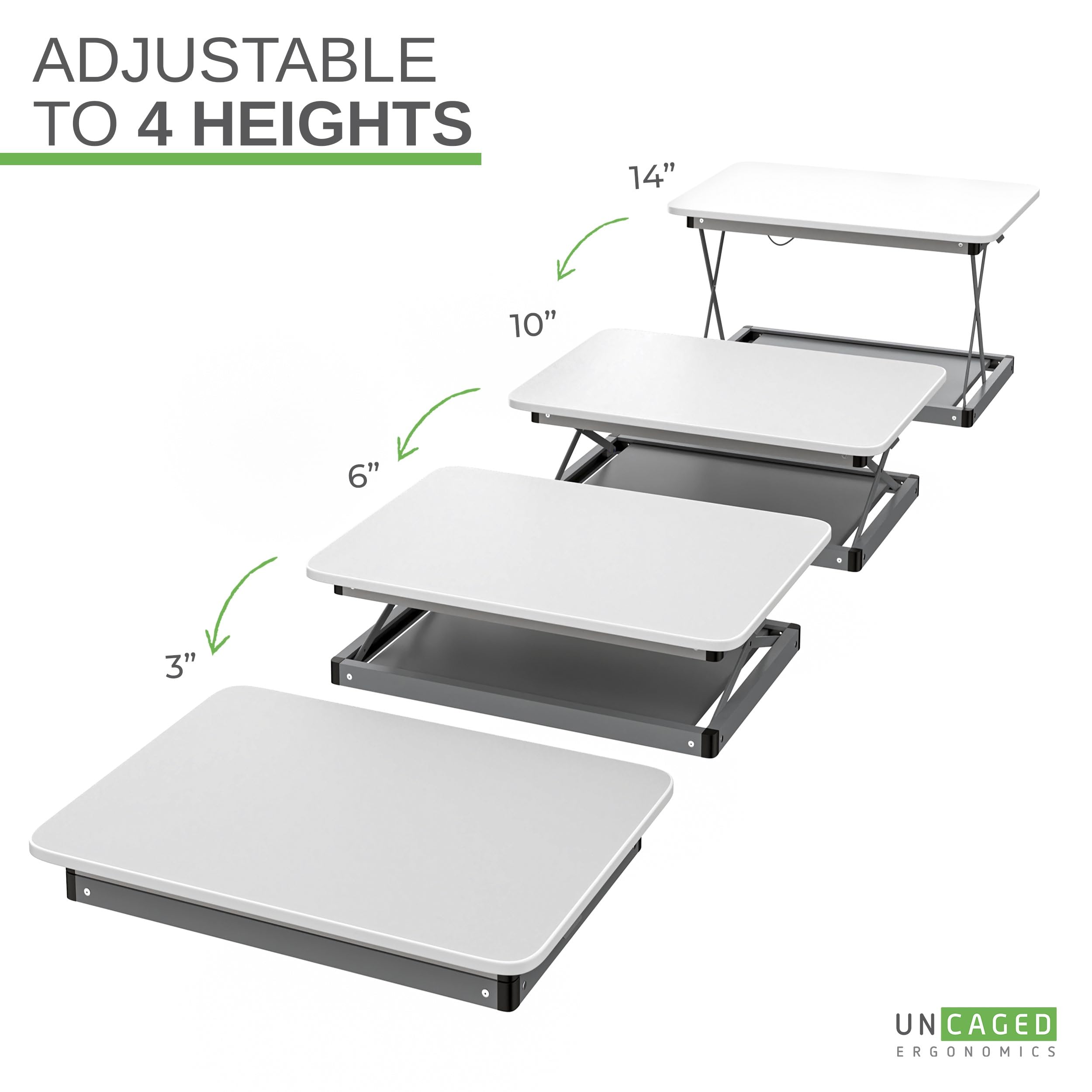 Changedesk - Mini convertidor de escritorio pequeño de pie, altura ajustable, elevador de escritorio sentado a pie, convertidor de mesa para laptop, color blanco 7