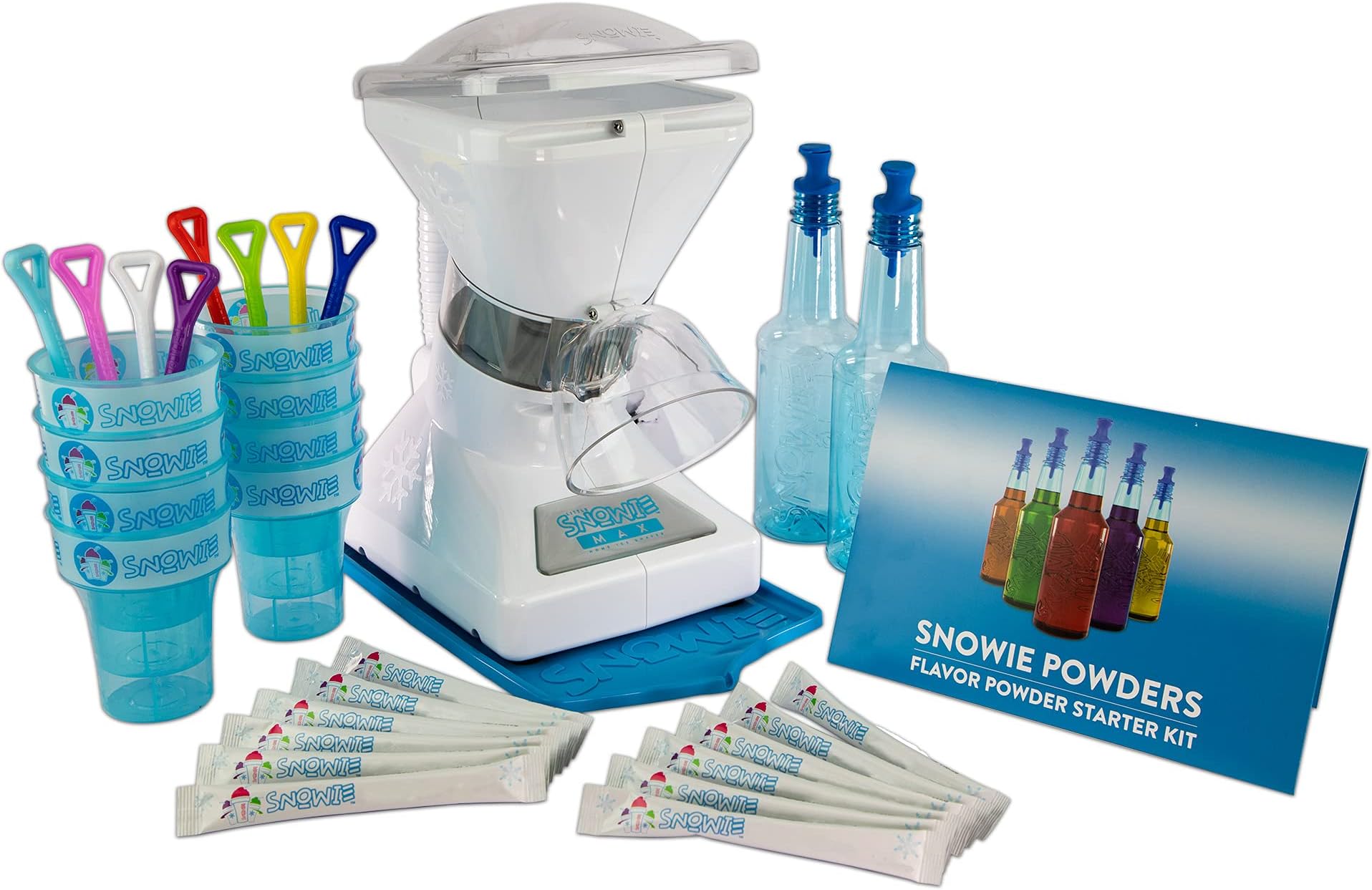 Little Snowie Max Snow Cone Machine - Premium Shaved Ice Maker, With Powder Sticks Syrup Mix, Premium Kit