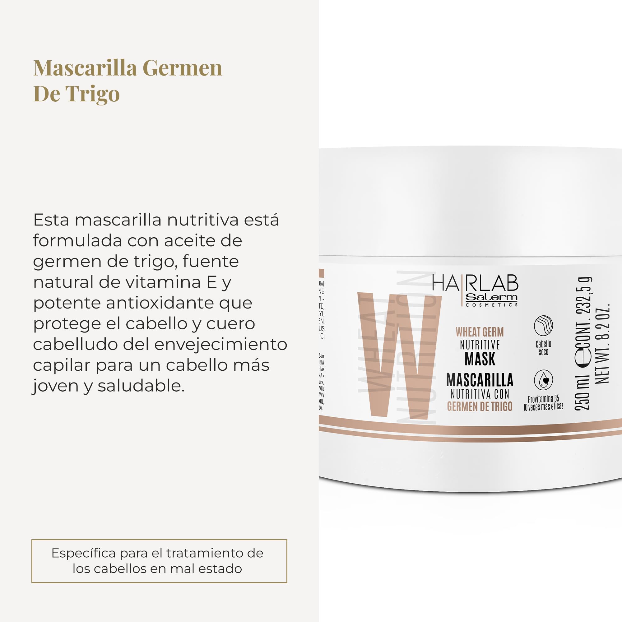 SALERM Hair Lab Mascarilla Nutritiva para el Pelo 250 ml con Germen de Trigo