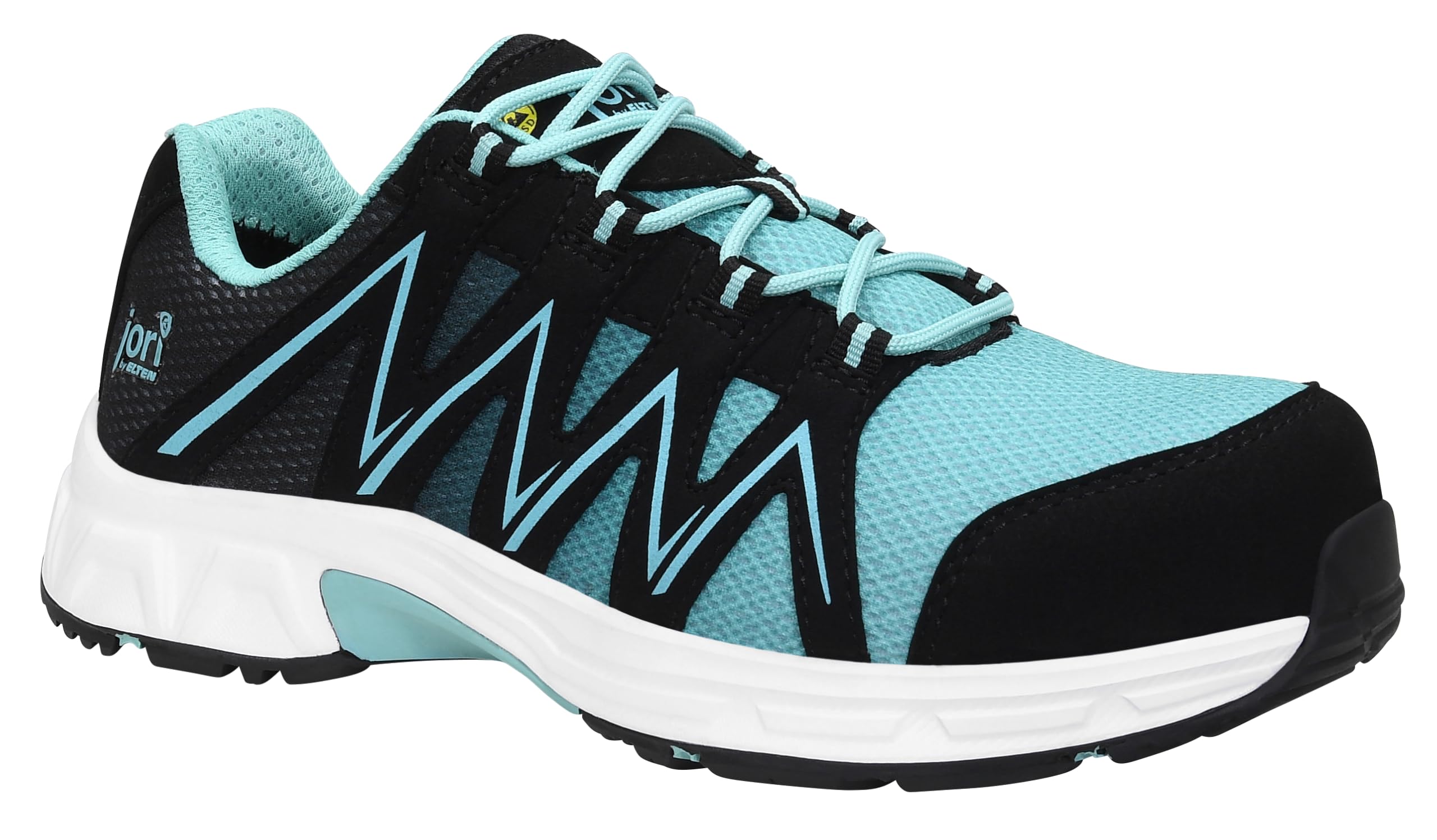 Jori Jo_Speedy Black-Aqua Low ESD S1P, scarpe antinfortunistiche da donna, in tessuto, con tappo in plastica (più leggero della punta in acciaio), leggere, sportive, nero/turchese