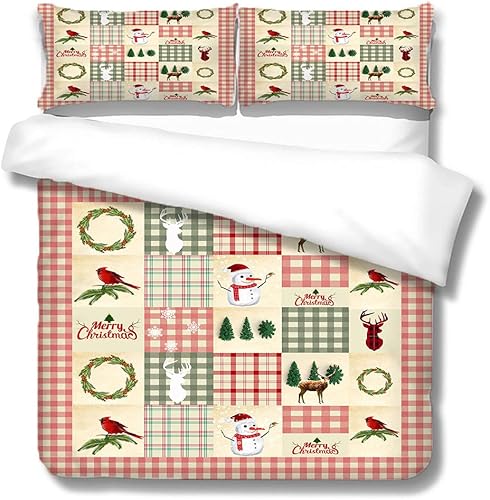 Snowman Christmas Tree Bedding Set Children boy Girl Adult Comforter Set Cute Print Comforter Set 3 Pieces 1 Comforter Set and 2 Pillowcases Double