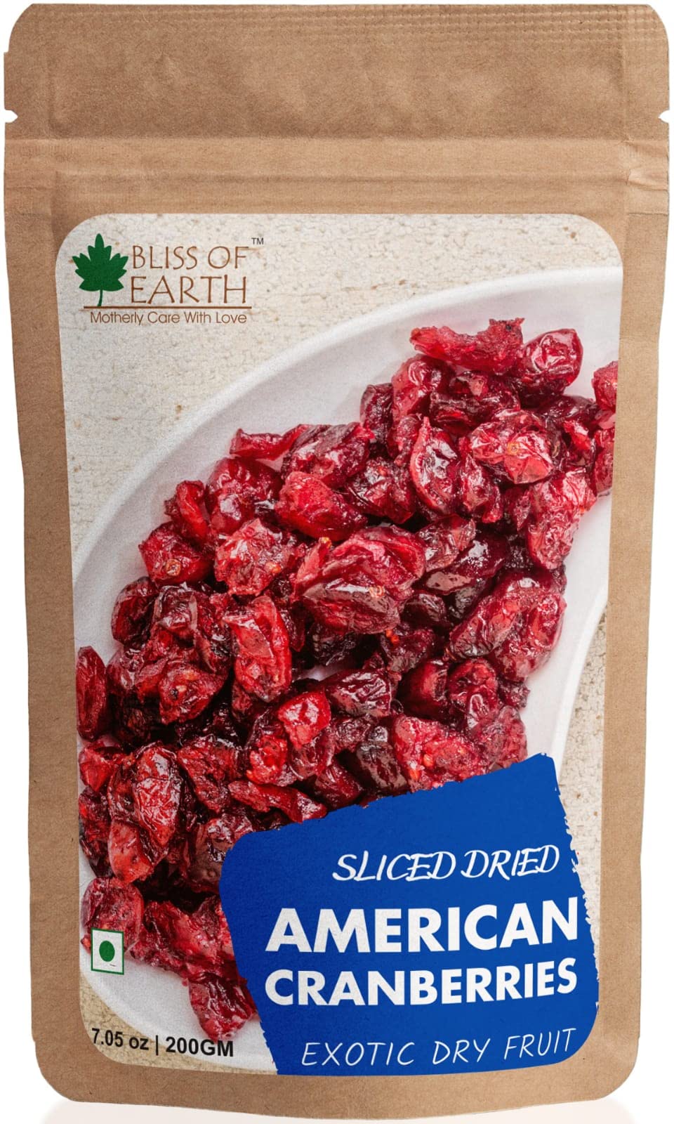 Bliss of Earth 200gm Sliced Dried American Cranberries Exotic Dry Fruit Vitamins E, K & C Rich