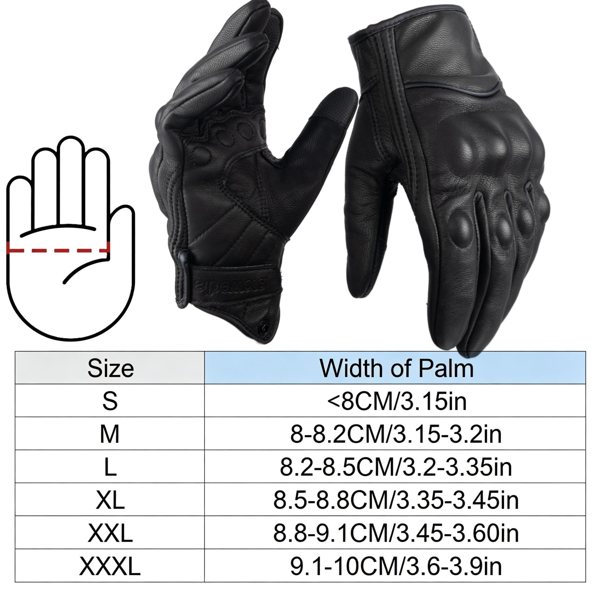 sibewora Men's Full Finger Goatskin Leather Gloves Touchscreen