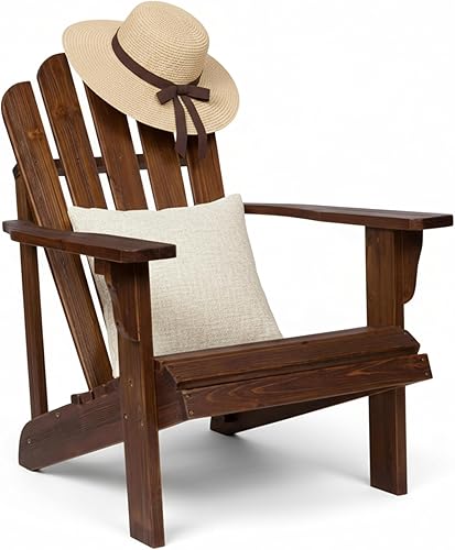Miniatura 6 de Shine Company - Silla Westport de madera Adirondack, sillas para patio al aire libre con hoguera, respaldo y asiento preensamblados, roble
