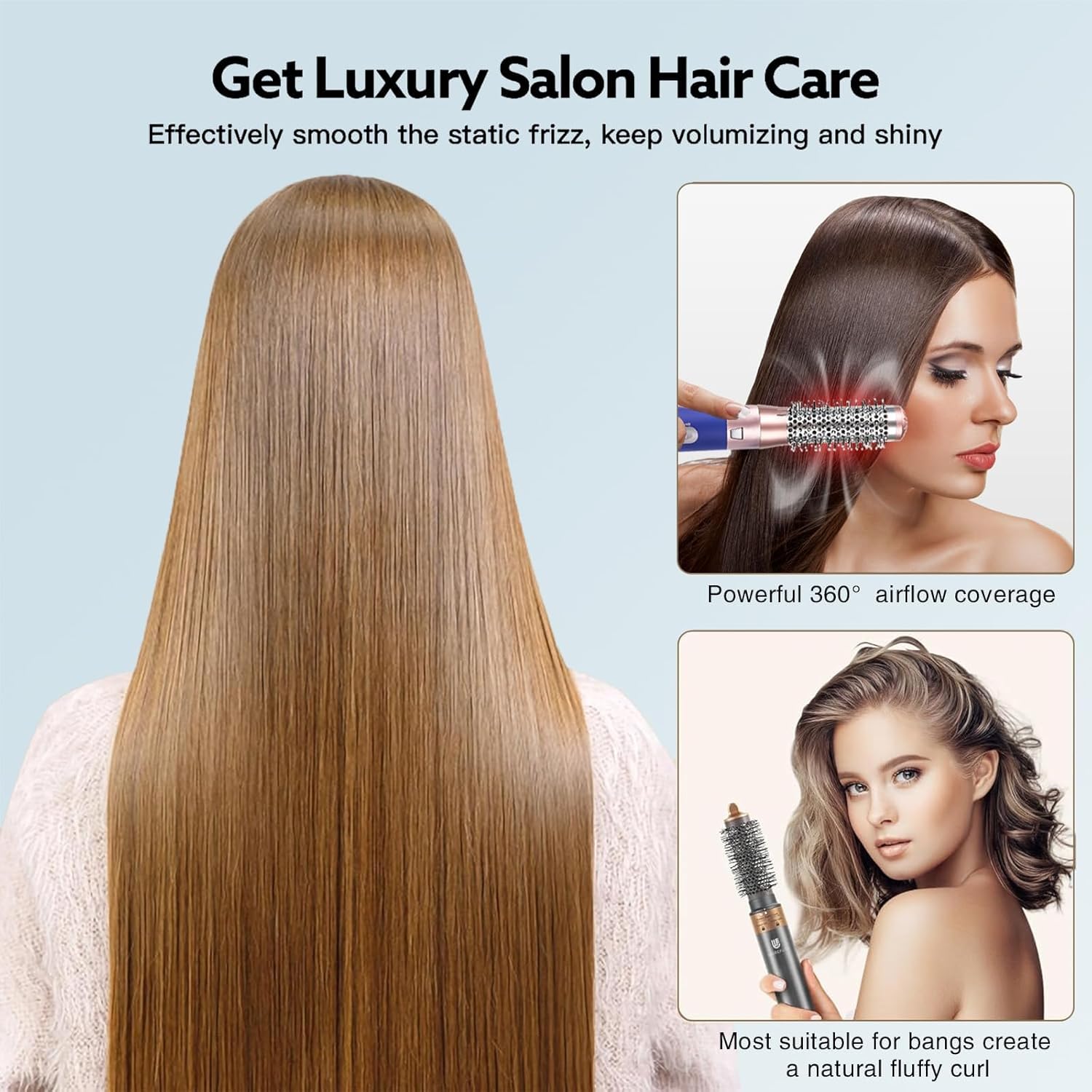 5in 1 Hair Straightener & Curler Iron for Long Hair, Instant Heat Up, Adjustable Temperature, Tangle Free Cord for All Hair Types