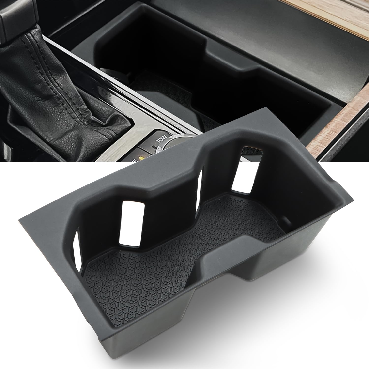 Photo 1 of Auovo Cup Holder Insert for 2024-2026 Toyota Sequoia Accessories 2022-2026 Tundra Accessories Center Control TPE Drink Bottle Holder Interior