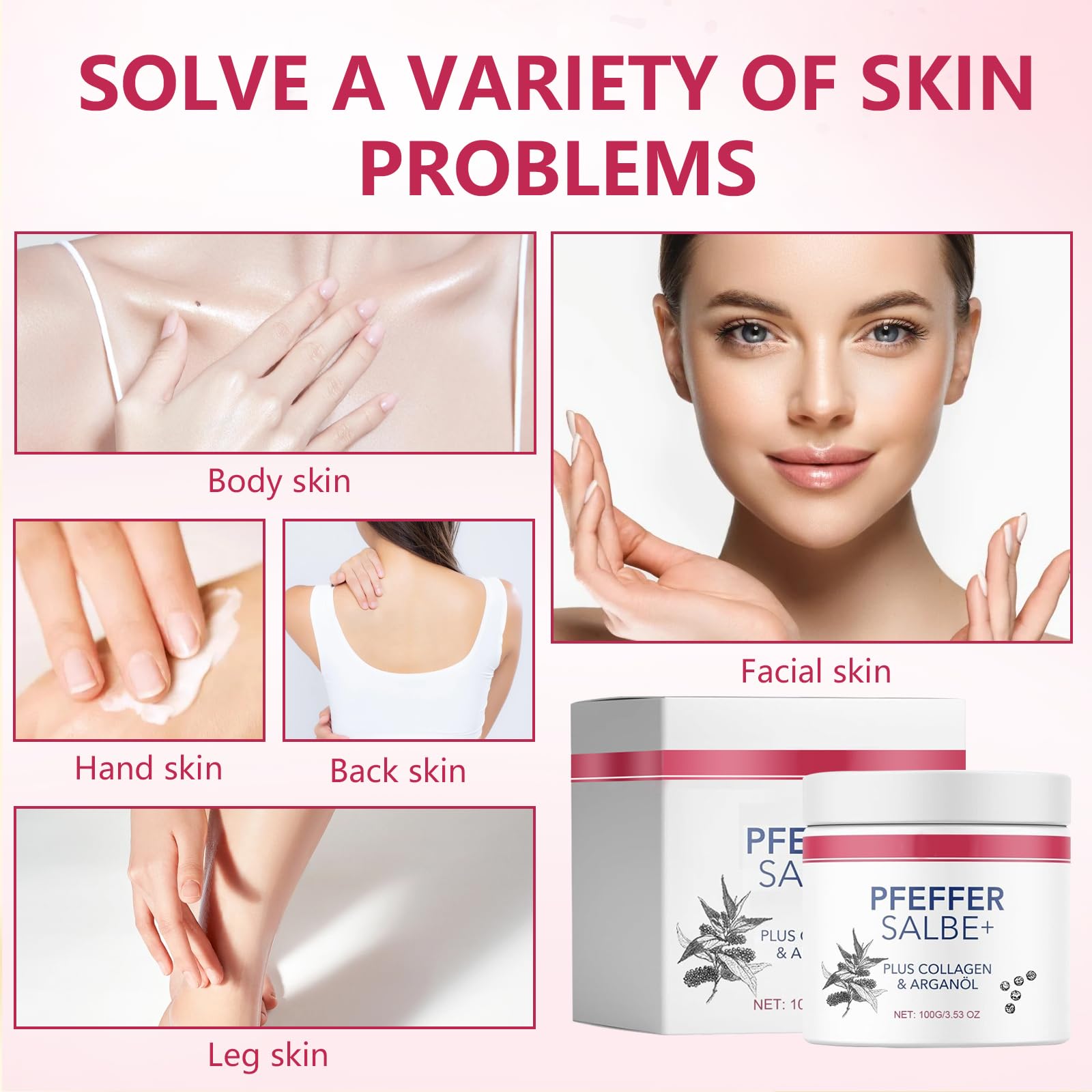 Thoquene 3 Stück 100 g pfeffersalbe Plus zum Bräunen, Aktiv Pfeffer Salbe mit Collagen & Arganöl