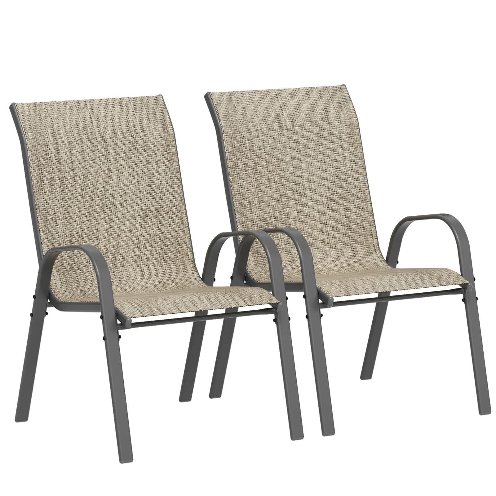 Amopatio Garden Chairs Set of 2, Stackable Dining Chairs Patio Chair for All Weather, Breathable Garden Outdoor Furniture for Backyard, Deck, Brown — image 1