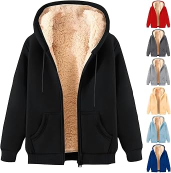 Winter Jackets for Men Fleece Lined Zip Up Sweatshirt Casual Long Sleeve Hoodies Warm Sweatshirts with Pockets