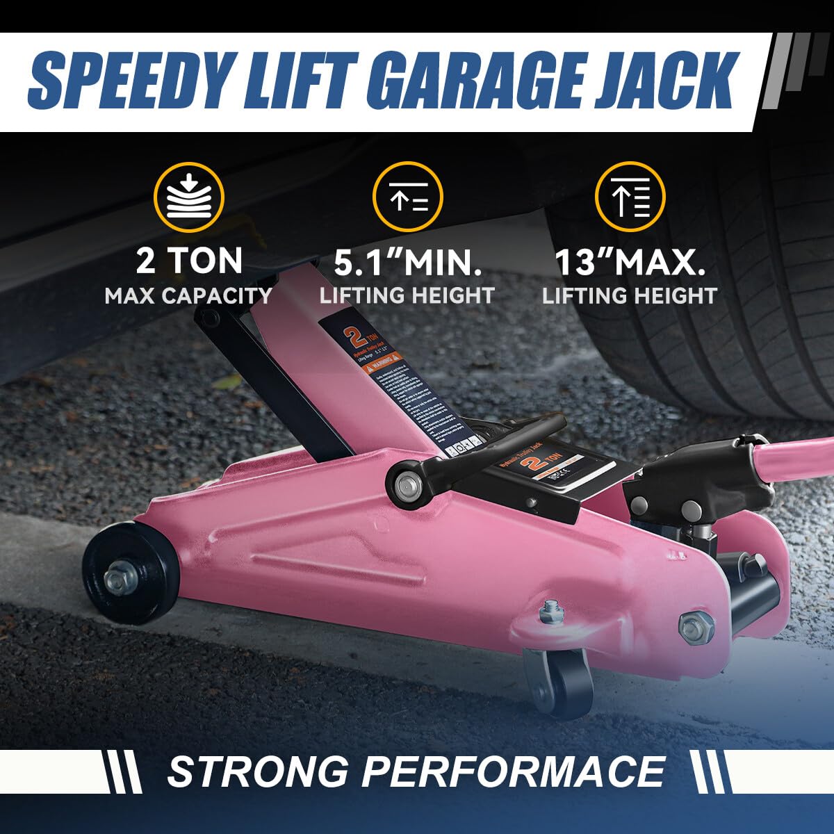 Auto Dynasty Universal Low Profile Garage Hydraulic Trolley Service Lift Floor Jack, 2 Ton (4000 lbs) Capacity, Lifting Range 5.1