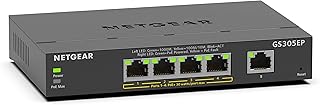 NETGEAR 5 Port PoE Gigabit Ethernet Plus Switch (GS305EP) - with 4 x PoE+ @ 63W, Desktop or Wall Mount