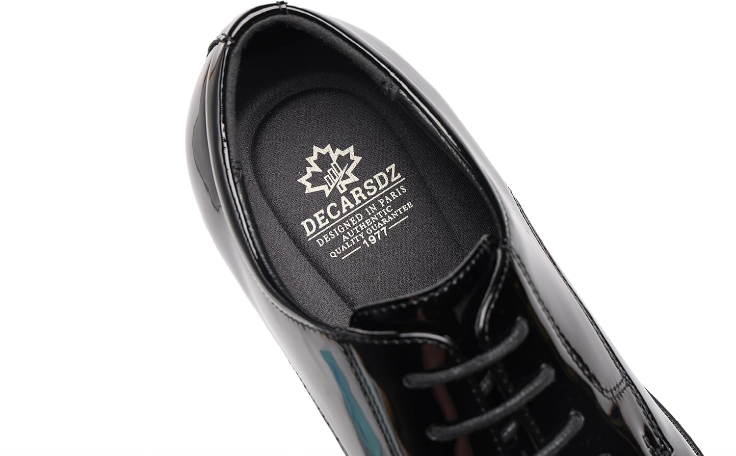 DECARSDZ Mens Faux Patent Leather Classic Lace-up Formal Oxford Tuxedo Dress Shoes - Image 7